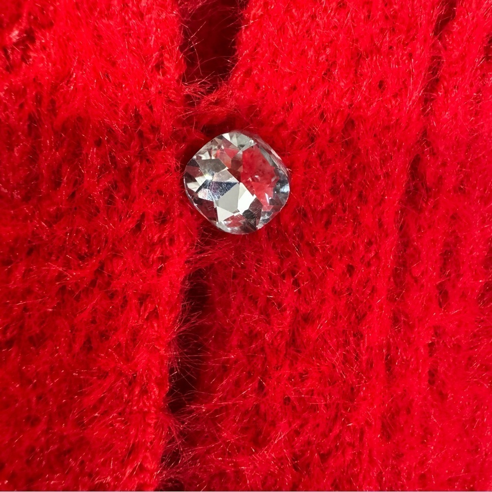 Happily Grey soft red cardigan sweater rhinestone buttons NWT - Picture 2 of 7